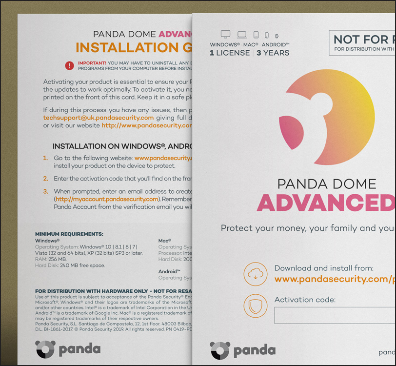 Panda Security - Panda Dome Antivirus - Packaging - Tarjetas Descarga - Impreso - Álex G. Mingorance - Argentum47