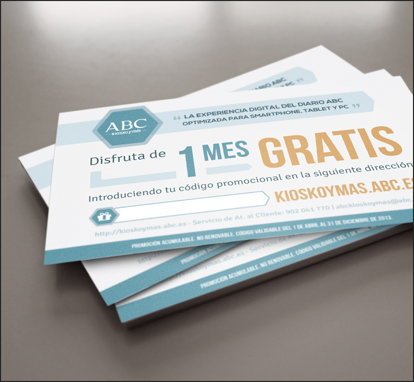 ABC Kiosko y Más - Tarjetón Promoción 1 Mes Gratis - Prensa - Impreso - Álex G. Mingorance - Argentum47