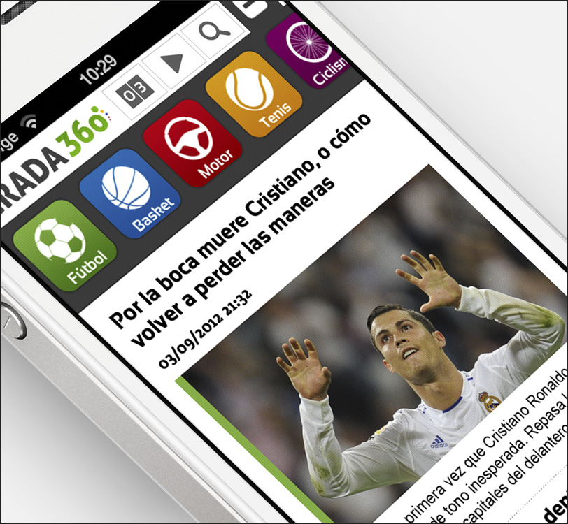 Grada360 - Portal Deportivo Vocento - Smartphone - App - Álex G. Mingorance - Argentum47